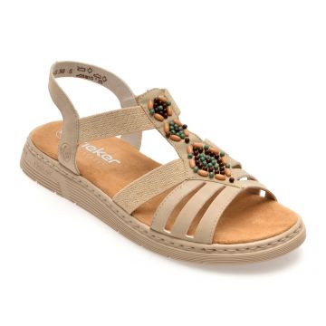 Sandale RIEKER bej, V9120, din piele ecologica