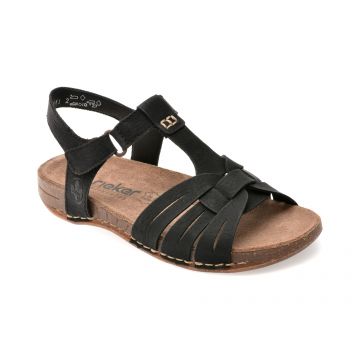 Sandale RIEKER negre, 61461, din piele ecologica