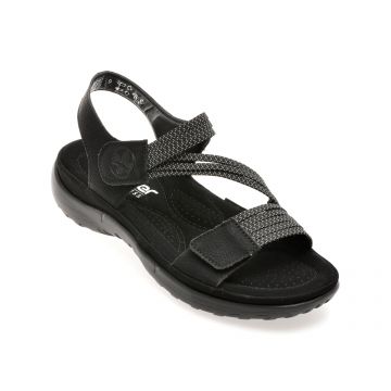 Sandale RIEKER negre, 64870, din piele ecologica