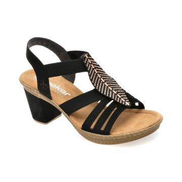 Sandale RIEKER negre, 66526, din piele ecologica