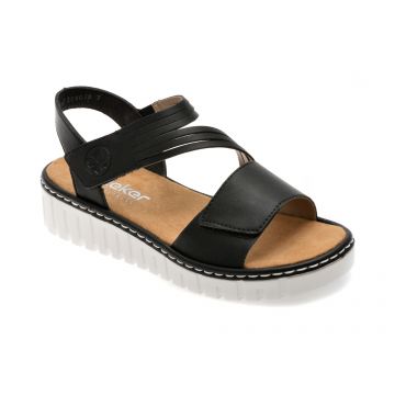 Sandale RIEKER negre, V1364, din piele ecologica