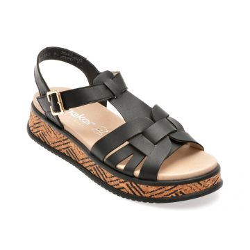 Sandale RIEKER negre, W0853, din piele naturala