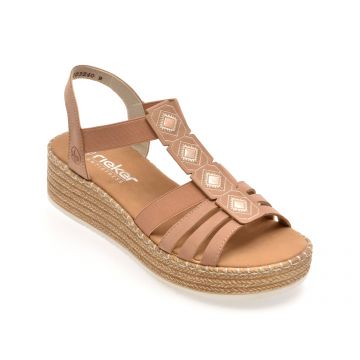 Sandale RIEKER roz, V4554, din piele ecologica