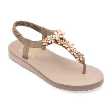 Sandale SKECHERS gri, MEDITATION, din piele ecologica