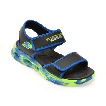 Sandale SKECHERS negre, SOLA GLOW SANDAL, din piele ecologica
