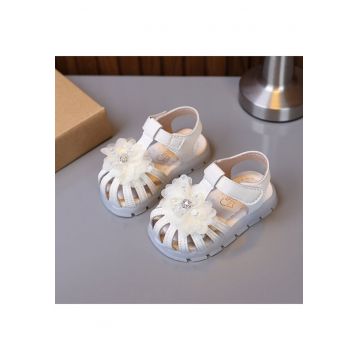 Sandale AL  Elegante - Model flori 3D - Piele ecologica - Fete - Ivoire - Ivoire
