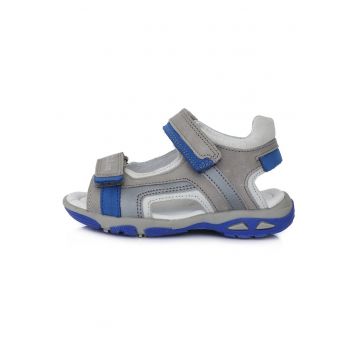 Sandale Baietei -  din Piele - cu Scai - AC290-434B - Gri