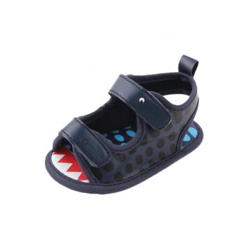 Sandale  Cu Barete - Model Croco - Casual - Baieti - Piele ecologica - Bleumarin - Negru