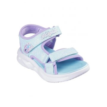 Sandale cu inchidere velcro si LED-uri - Albastru