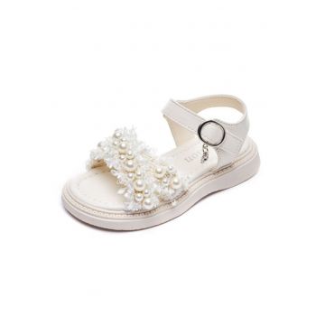 Sandale  Cu Perlute - Model Anabella - Uni - Casual - Piele ecologica - Fete - Ivoire