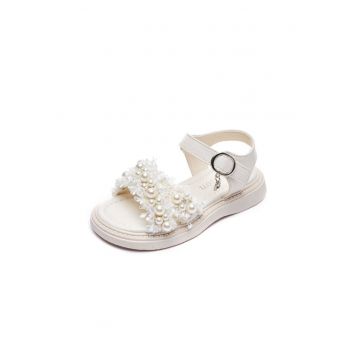 Sandale  Cu Perlute - Model Anabella - Uni - Casual - Piele ecologica - Fete - Ivoire