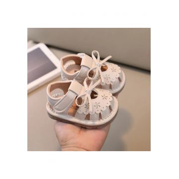 Sandale  Cu Piuitoare - Model Decupat - Piele ecologica - Velcro - Fete - Ivoire -