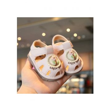 Sandale  Cu Piuitoare - Model Floricica Crosetata - Piele Ecologica - Velcro - Fete