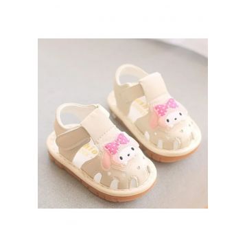 Sandale  Cu Piuitoare - Model Melody - Piele Ecologica - Velcro - Fete - Ivoire