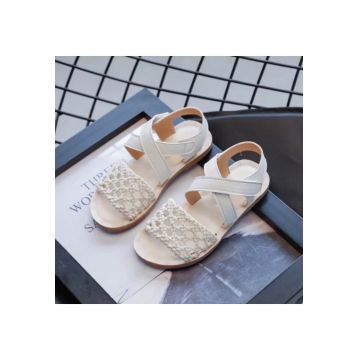Sandale  Cu Plasa Crosetata - Uni - Casual - Fete - Textil - Alb -