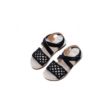Sandale  Cu Plasa Crosetata - Uni - Casual - Fete - Textil - Negru