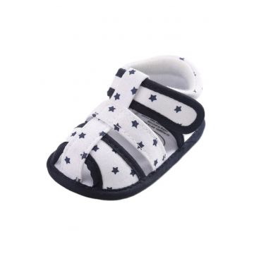Sandale  Cu Stelute - Casual - Baieti - Textil - Alb - Negru