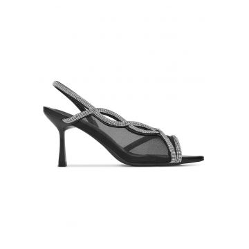 Sandale cu toc dama -  negru - plastic