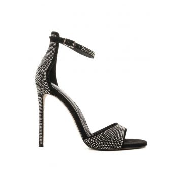 Sandale cu toc stiletto si aplicatii cu strasuri Santina
