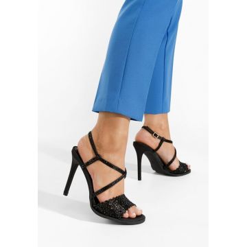 Sandale cu toc subtire Kemyra negre