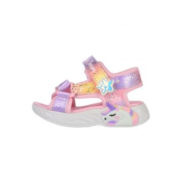 Sandale cu velcro si model colorblock Unicorn Dreams