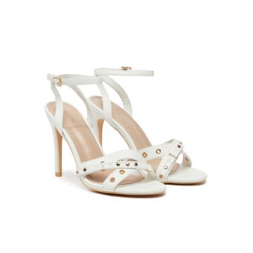 Sandale dama -  albe - piele ecologica