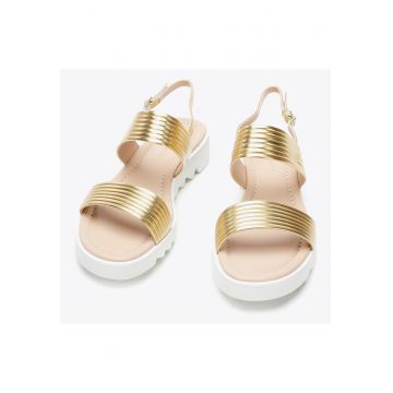 Sandale dama  bretele late - auriu - piele naturala