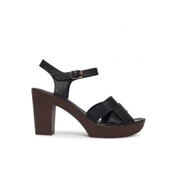 Sandale dama -  EST-2025N-07 - piele naturala - negru -