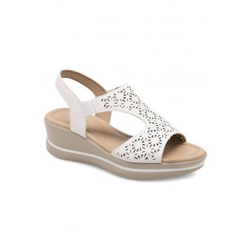 Sandale dama  piele ecologica - alb -