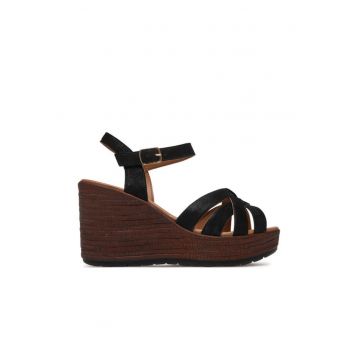 Sandale dama -  piele naturala - negru/maro