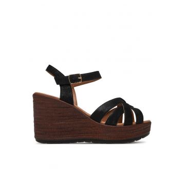 Sandale dama -  piele naturala - negru/maro