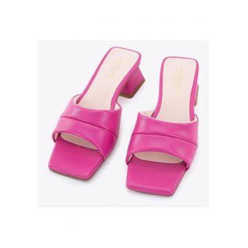 Sandale dama  piele naturala - toc mediu - varf patrat - roz