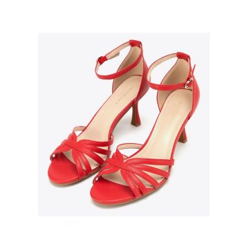 Sandale dama  piele naturala - toc subtire - rosu