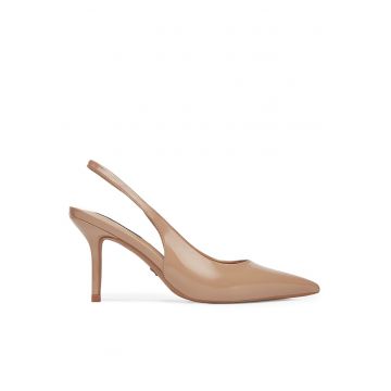 Sandale dama -  stiletto - bej - piele ecologica