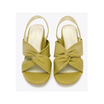 Sandale dama  toc gros - piele naturala - verde - pentru picior lat