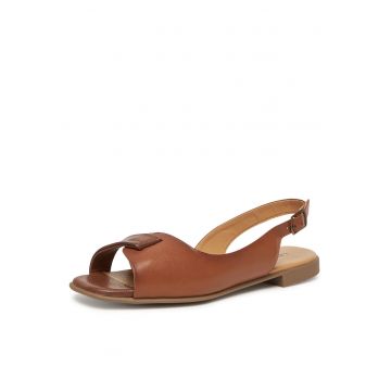 Sandale dama -  WI23-FLOWER-03 - piele naturala - maro