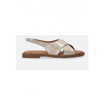Sandale din piele cu aspect metalizat -