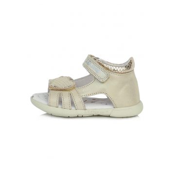 Sandale din Piele Fete -  Flexibile - cu Scai - AC048-297 - Crem