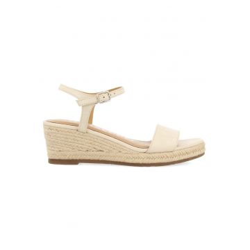 Sandale-espadrile wedge de piele - Alb murdar