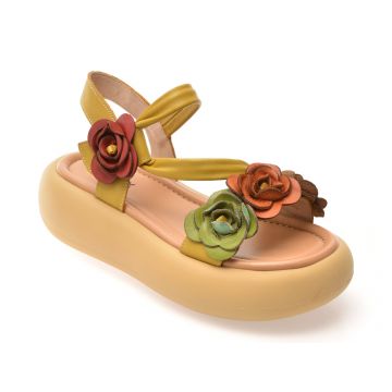 Sandale GRYXX galbene, 51656, din piele naturala