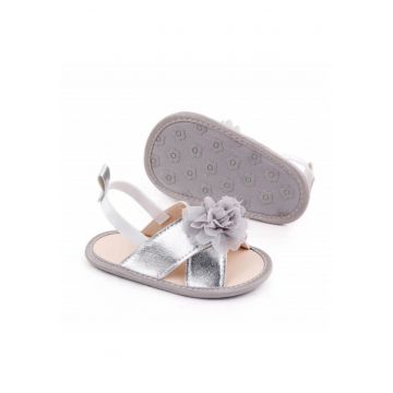 Sandale  Model AL 11031 cu floricica - Textil - Fete - Argintiu -