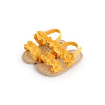 Sandale  Model AL 11086 cu volanase - Textil - Fete - Galben - 3-6 luni