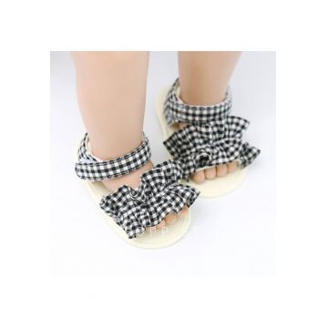 Sandale  Model AL 11161 carouri cu volanas - Textil - Fete - Alb si negru - 3-6 luni