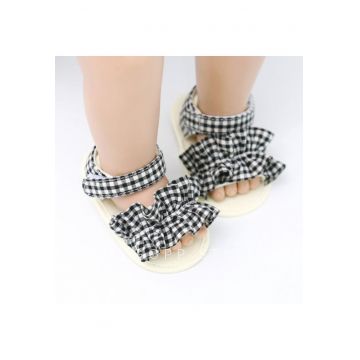 Sandale  Model AL 11161 carouri cu volanas - Textil - Fete - Alb si negru - 3-6 luni