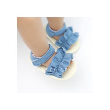 Sandale  Model AL 95109 cu volanas - Textil - Fete - Denim - 3-6 luni