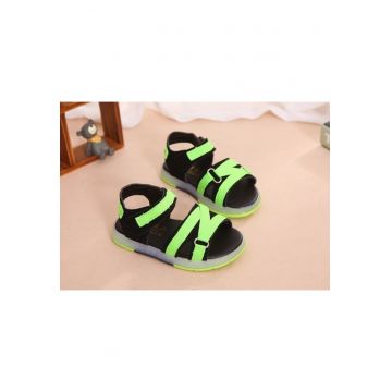 Sandale  Model AL cu insertii verde neon - Textil