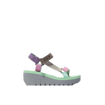 Sandale pentru dama  YEFA 726 - textil cu elemente din piele - Velcro - Multicolor