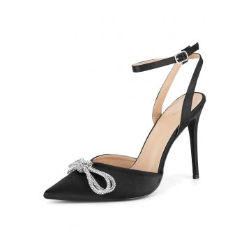 Sandale stiletto dama -  negru - tesatura
