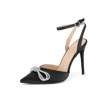 Sandale stiletto dama -  negru - tesatura