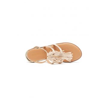 Sandale cu talpa plata si catarama - Auriu